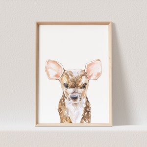Rehkitz Poster Waldtiere Tiere Reh Baby Kinderzimmer Babyzimmer Bild (OHNE RAHMEN)