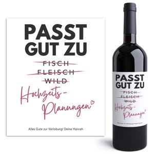 Verlobungsgeschenk Weinetiketten personalisiert Geschenk Verlobung Hochzeitsplanung Flaschenetiketten Wein Etiketten 2 Stück | 10x12 cm