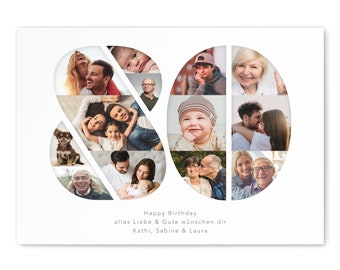 80th Birthday Woman Man Gift Photo Collage 80 personalized with photos Photo Gift Birthday Gift | Digital Download PDF File