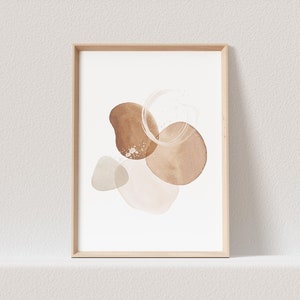 Abstrakte Kunst Poster Beige Boho Minimalistische Formen Print Bild Wandkunst Wanddeko (OHNE RAHMEN)