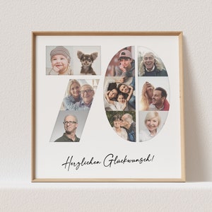 Foto Poster 70. Geburtstag Personalisiert Foto Collage Fotogeschenk 70. Geburtstag Print Geburtstagsgeschenk (OHNE RAHMEN)