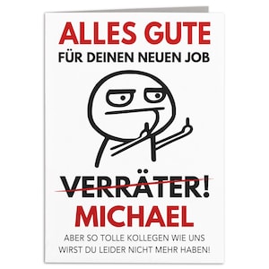 Abschiedskarte Kollege Jobwechsel personalisierte Karte Abschied Kollegin Abschiedsgeschenk Klappkarte mit Umschlag 10,5 x 14,8 cm