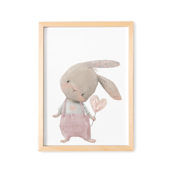 Poster Kinderzimmer Babyzimmer Bild Mit Hase Mit Herz Mädchen