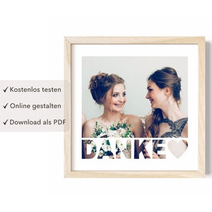 Trauzeugin Geschenk Danke Bild mit Foto personalisiertes Dankeschön für Trauzeuge Fotogeschenk | Digitaler Download PDF