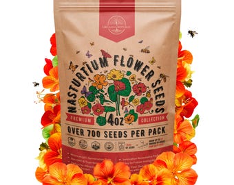 Nasturtium Seeds: 700+ Non-GMO Heirloom Edible Flower Seeds