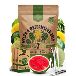 7 Melon & Watermelon Seeds Variety Pack: Heirloom Fruits, 480+ Seeds