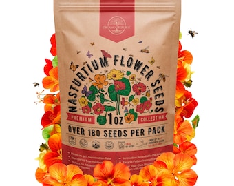 Nasturtium Seeds: 1oz, Over 180 Non-GMO Heirloom Seeds, Edible Flowers