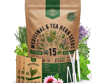 15 Medicinal Herb Seeds Variety Pack: Non GMO Heirloom Tea Garden Seeds