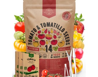 14 Tomato & Tomatillo Seeds Variety Pack - Heirloom Rare Varieties, Indoor and Outdoor Gardening