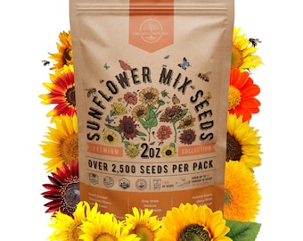 Sunflower Mix Seeds: 2,500+ Non-GMO Heirloom Seeds - 2 oz Pack