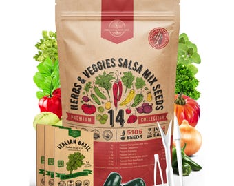 14 Herb & Veggie Salsa Garden Seeds Variety Pack: Non GMO Heirloom Seeds