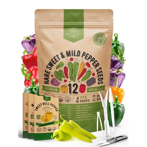 12 Rare Sweet & Mild Pepper Heirloom Non GMO Seeds Variety Pack