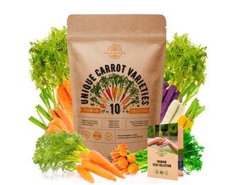 10 Carrot Seeds Variety Pack - 2300+ Non GMO Heirloom Seeds for Planting Carrots in Bulk Individual Seed Packets, Vegetable Garden Seeds.