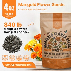 a bag of wildflower seed next to a bunch of flowers
