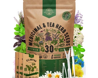 30 Medicinal & Tea Herb Seeds: Non GMO Heirloom Variety Pack