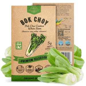 Bok Choy Seeds Pack 5 G - Over 4,800 Non GMO Heirloom Bok Choy Seeds for Planting Vegetables in Individual Seed Packet, Vegetable Seeds