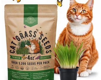 Cat Grass Seeds Mix - 5,200 Non-GMO Heirloom Seeds for Cats & Pets, 4 oz Pack for Growing Barley, Oat, Rye, Wheat Grass Seeds for Planting