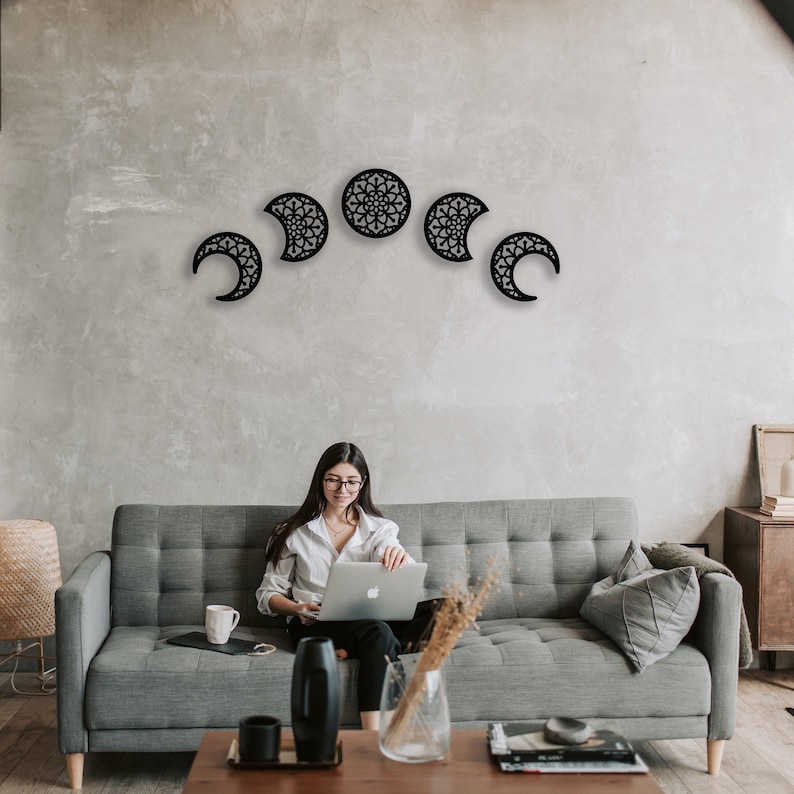 Metal Wall Art Moon 5 Shapes for Spiritual Home Decor Living Etsy