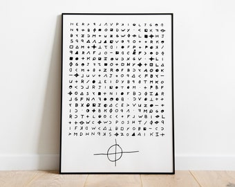 Zodiac Killer Cipher Print | True Crime Poster | Zodiac Cryptogram Art | Crime History Decor | Dark Art Print