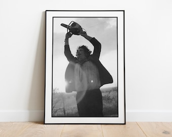 The Texas Chainsaw Massacre - 1974 - Print - Horror Movie Poster Print Art - Leatherface Black and White