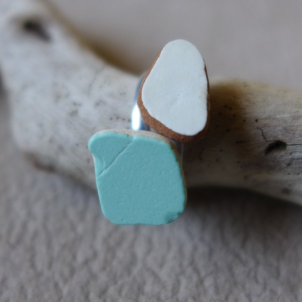 Ceramic women's ring, minimal and funky look, sea pottery