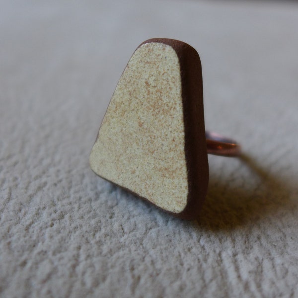 Geometric women's ring, brown minimal jewelry, architect's style