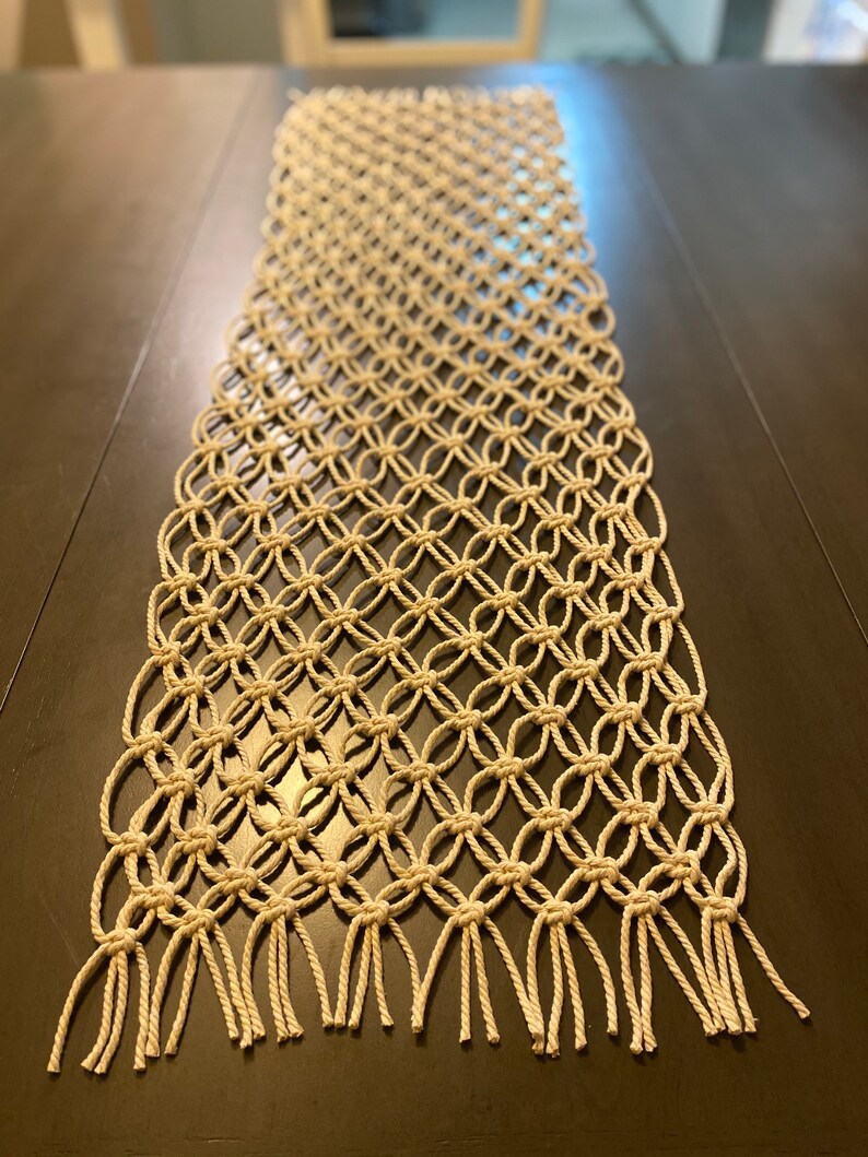 Macrame Table Runner I Boho House Decor I Natural I Grey I Gray I Woven I Knots