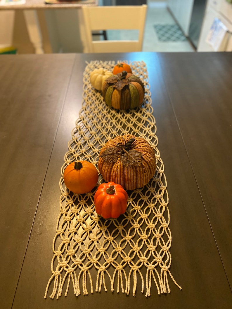 Macrame Table Runner I Boho House Decor I Natural I Grey I Gray I Woven I Knots