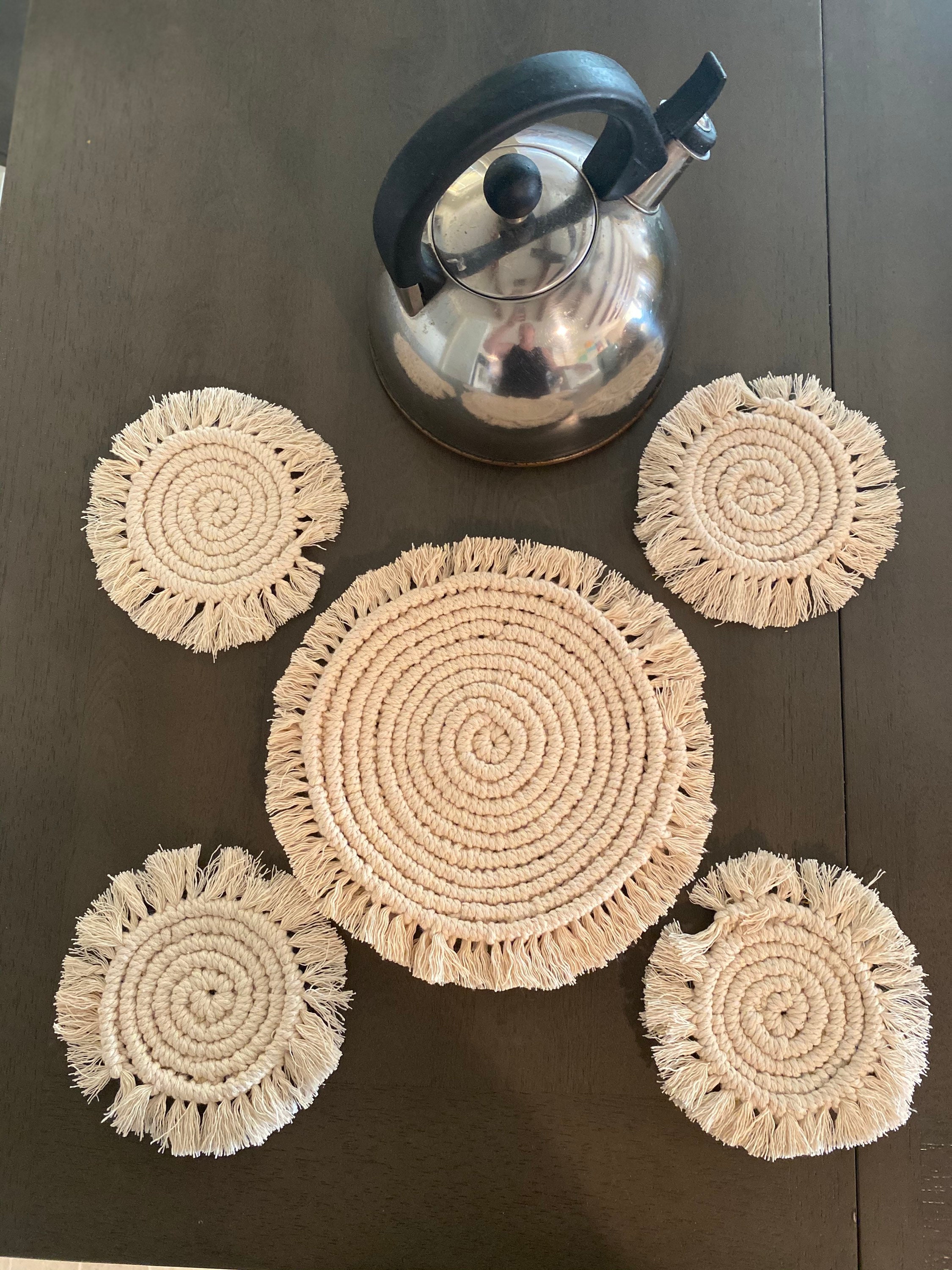 Macrame Coaster Trivet I Tea I Coffee Cups I Boho Home Decor I Etsy