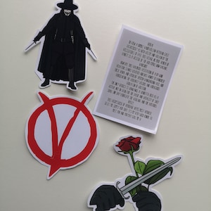 V For Vendetta Themed Movie Sticker Set