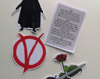 Conjunto de pegatinas con temática de la película V de Vendetta
