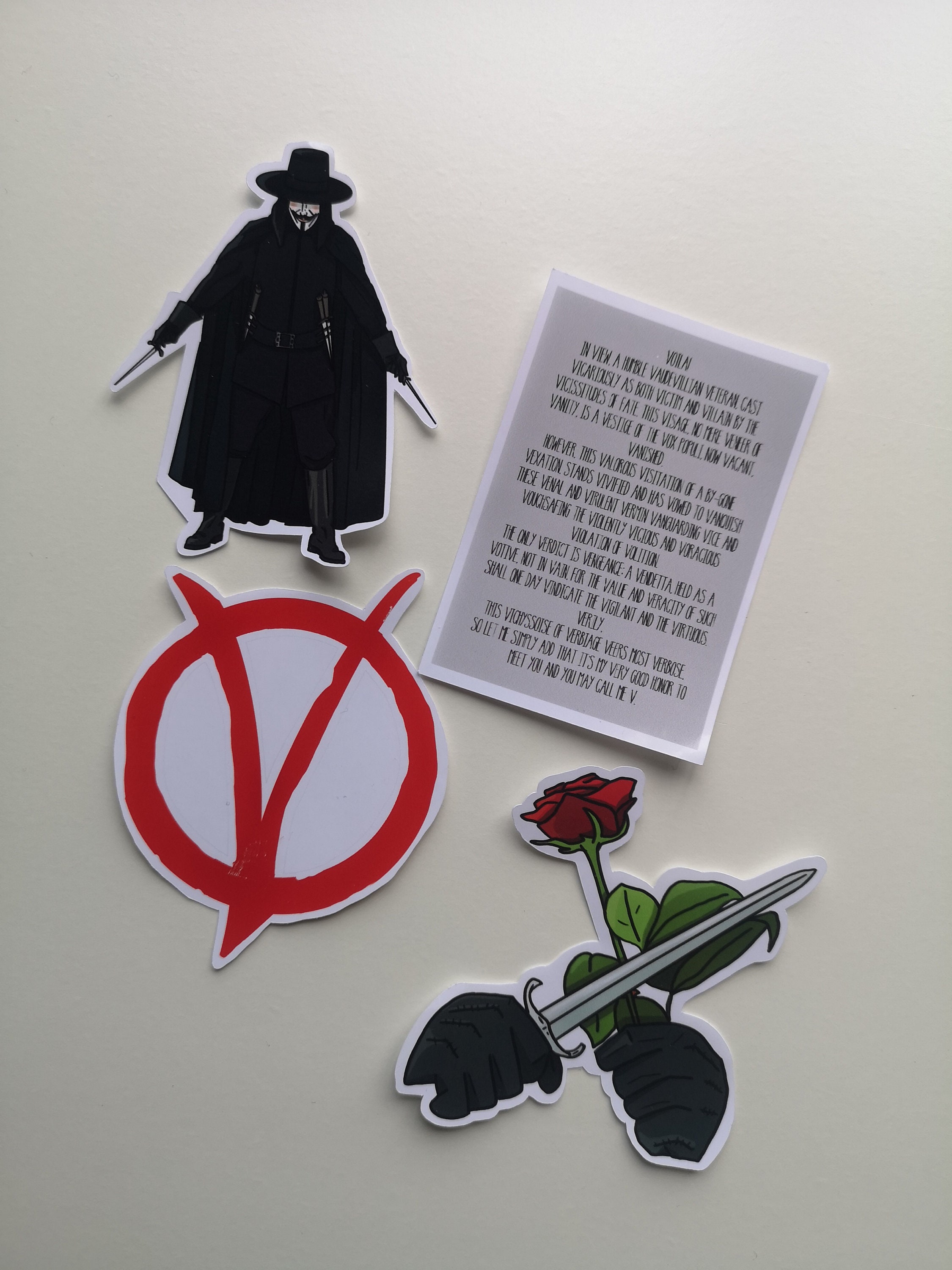 V For Vendetta Themed Movie Sticker Set