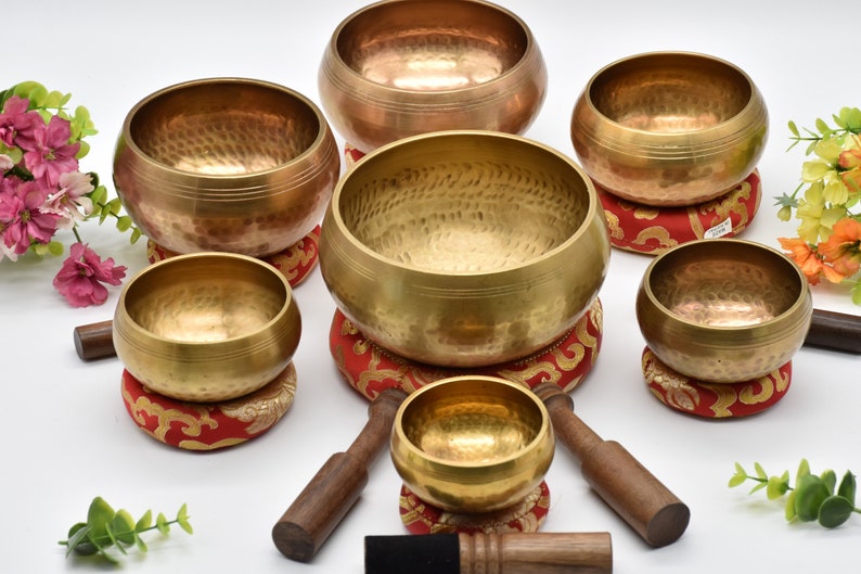Tibetan Singing Bowlset of Seven Hand Beaten Singing Bowl Etsy