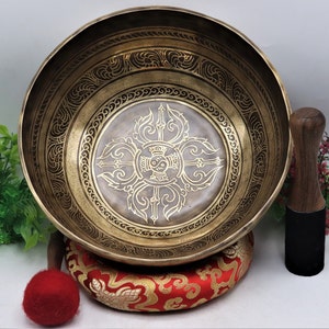 12 inch diameter mantra  carved singing bowl-Tibetan  hand made bowl- meditation yoga sound healing bowl-made in Nepal