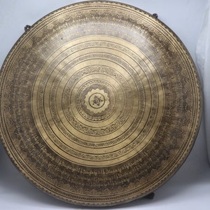 large sound Healing hand  carved handmade gong-large Tibetan temple gong-mantra - meditation sound healing and chakra balancing gong