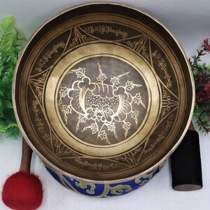 9 inches diameter flower with mantra singing bowl-master healing yogi singing bowl for-meditation-Peace and love-Mindfulness- made in Nepal