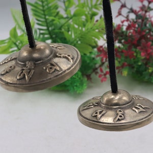 7 cm Tibetan mantra om mane pad-me hum Handmade kasha Tingsha Best sound Quality Cymbals Meditation Yoga Buddhist Tingsha Meditation