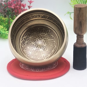 11 CM flower of life hand made singing bowl- Tibetan singing bowl for meditation-yoga, sound healing - peace,  love and gift set