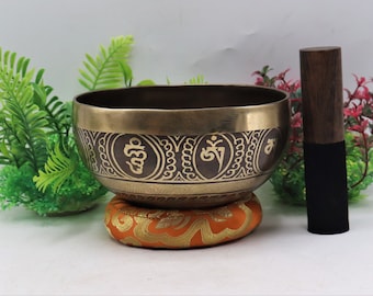 5 inches diameter  hand made mantra  singing bowl- Tibetan mantra singing - meditation , sound healing and chakra balancing