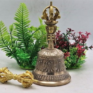 Metal Handmade 7 Metals Tibetan Bells and Dorje /Vajra, For Sound Healing, Meditation, Yoga, Relaxation, Chakra Balancing and Collection