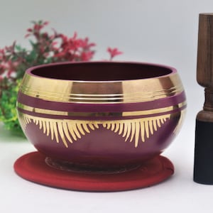 12 cm pink flower of life singing bowl - tibetan hand made singing bowl yoga sound healing peace love and mindfulness bowl