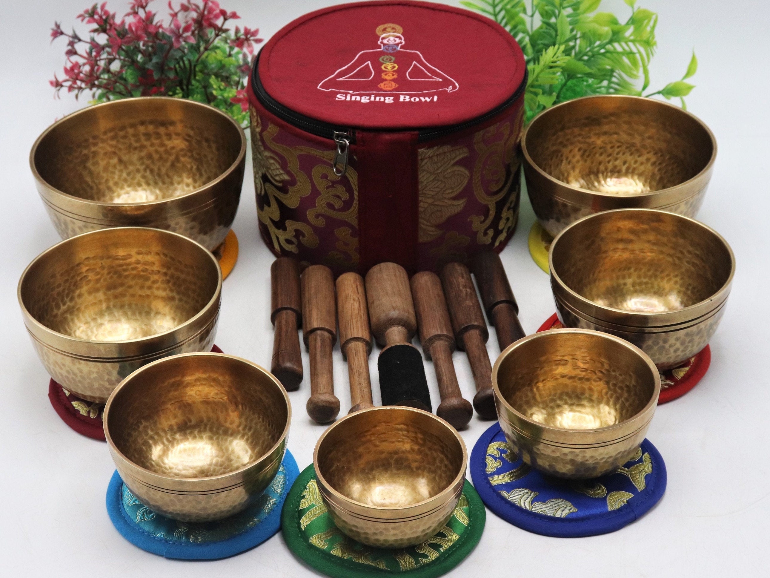 Handmade Singing Bowl Set of 7 Chakra Frequency Meditation Sound Healing Handmade Singing Bowl Set of 7 Chakra Frequency Meditation Sound Healing