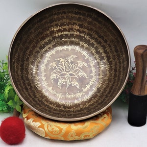 11 inches master healing large mantra singing bowl- Tibetan mantra carved singing bowl- meditation, sound healing, yoga hand made in Nepal