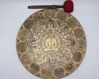 18 inches Diameter large Temple gong-hand  carved Tibetan gong-Handmade Gong-meditation sound healing made in nepal