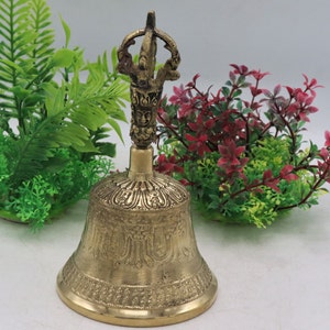 7 inch brass hand made Tibetan bell - singing bell for meditation yoga , sound bell , Himalayan bell - made from Nepal