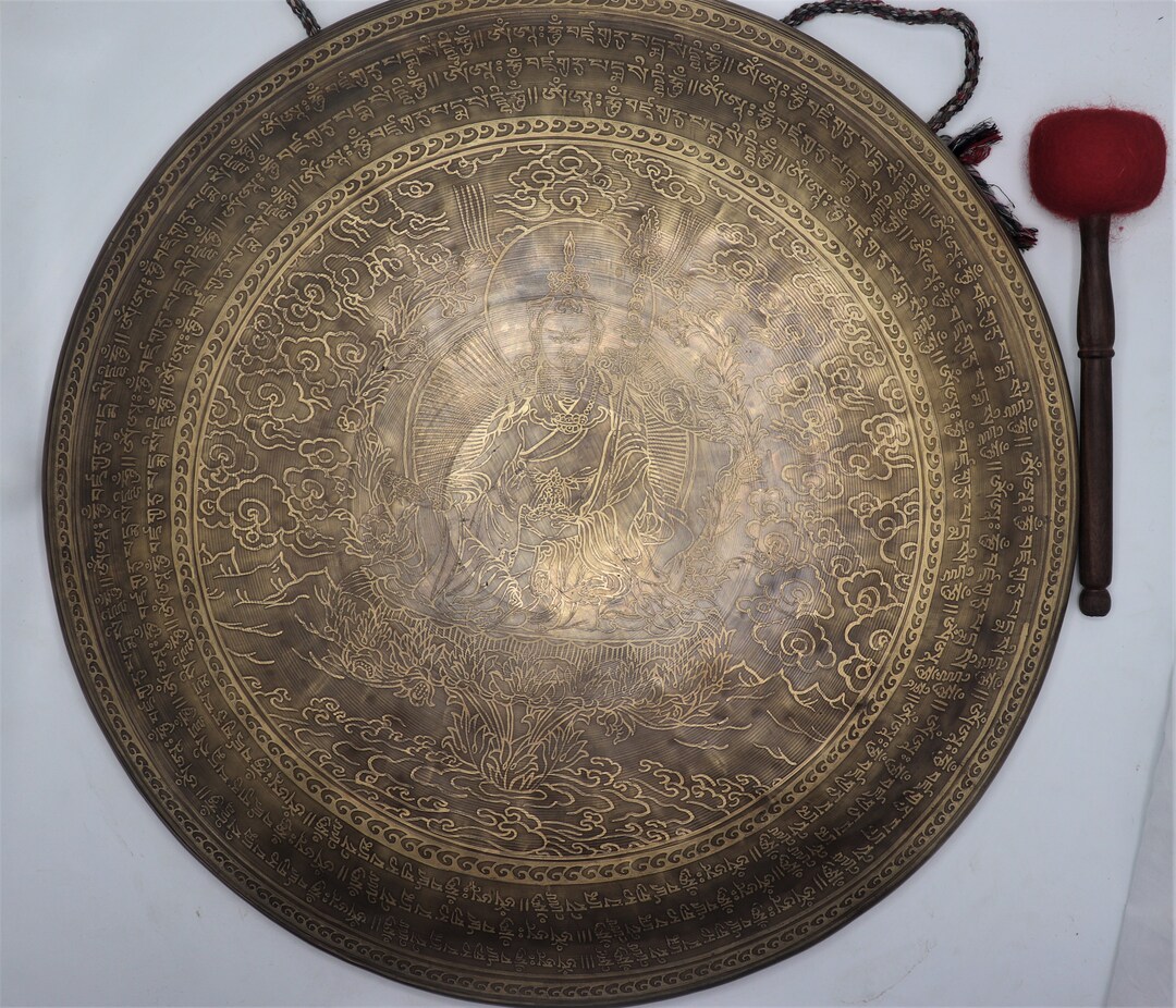 23 Inches Large Sound Healing Hand Carved Handmade Gong-tibetan Temple ...