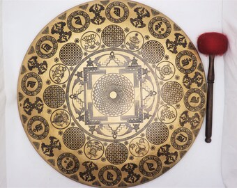 100 cm   extra large  hand  carved handmade gong--various art and rituals crafts meditation sound healing and chakra balancing gong