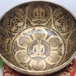 11 inches master healing large yogi singing bowl-Tibetan mantra carved singing bowl- meditation, sound healing, yoga hand made in Nepal