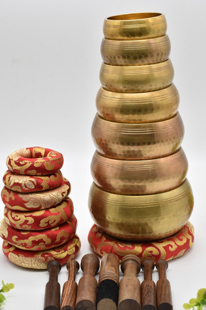 Tibetan Singing Bowlset of Seven Hand Beaten Singing Bowl Etsy