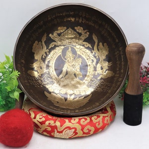 10 inch diameter hand   in-carved singing bowl-Tibetan mantra  super fine Bowl- meditation yoga sound healing bowl-made in Nepal